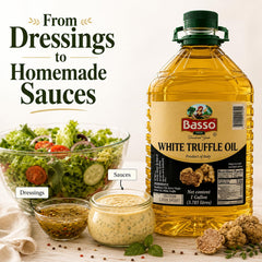Basso dripping truffle oil over pasta adding gourmet finishing flavor