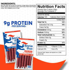 Bavarian Meats pack in hand demonstrating portable size and grab-and-go convenience