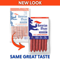 Bavarian Meats single stick close-up highlighting smoked casing and savory texture for taste appeal