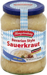 Bavarian 24oz jar front label showing authentic German sauerkraut and convenient serving