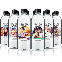 Bay-Bay Water front packaging showing 12 single-serve bottles and convenience