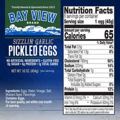 BAY VIEW BRAND top view of jar displaying pickled eggs ready to serve
