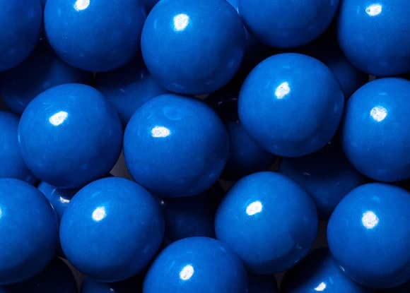 BAYSIDE CANDY front bag of blue 1 inch gumballs, ready for vending and parties