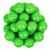 Bayside Candy front view of 1 lb bag of green gumballs showing label and bright color