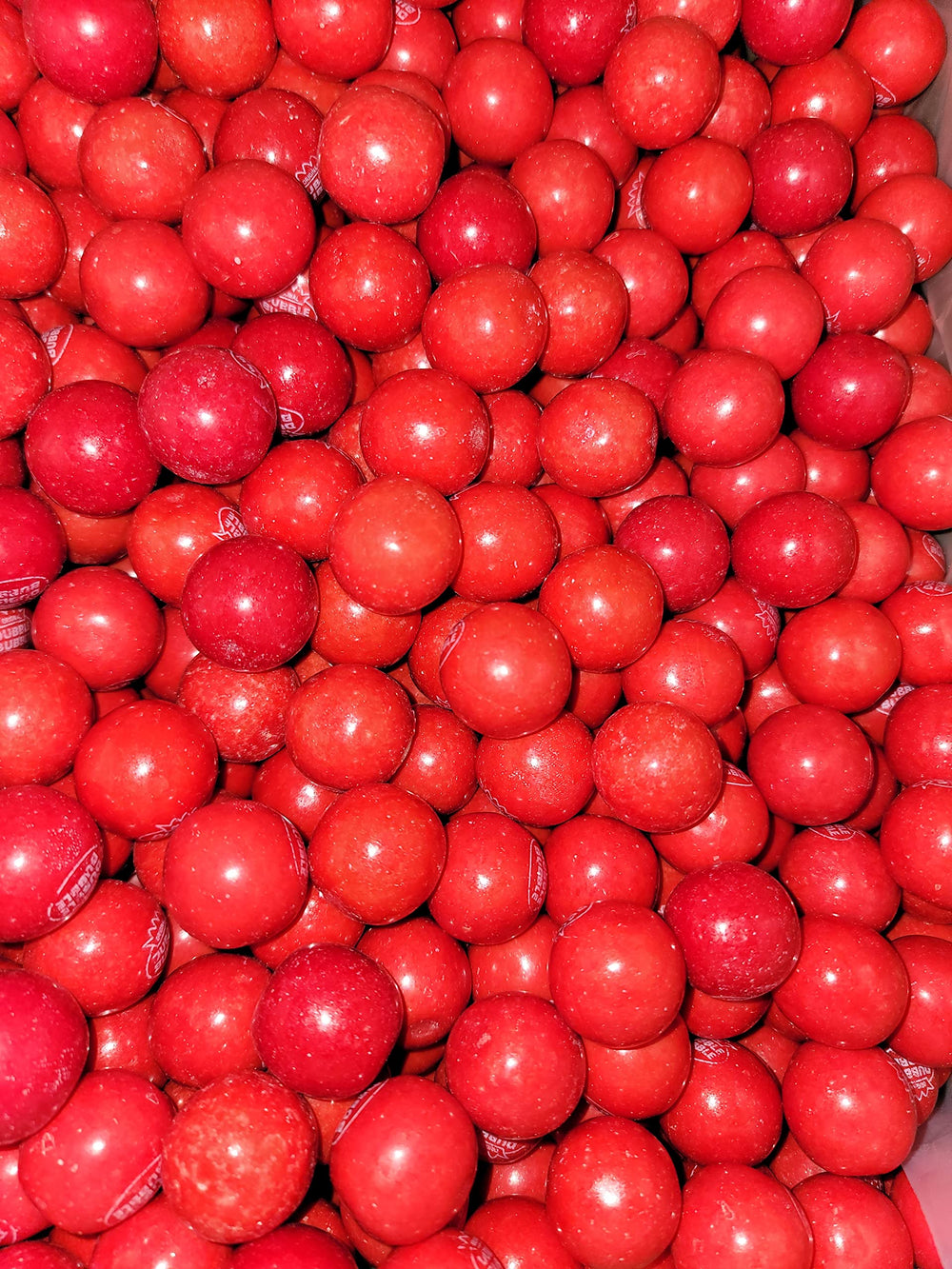 BAYSIDE CANDY front packaging of 3 lb bag showing bright red cinnamon gumballs and bulk value