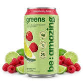 BE AMAZING front can Raspberry Lime showing branding and low-calorie benefit