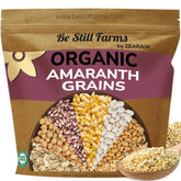 Be Still Farms front packaging showing 2.8 lb bag and organic label benefits