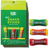 Bean Stalk front packaging showing assorted flavors and portability benefit