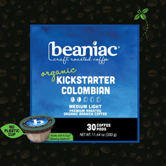 beaniac single compostable K-Cup pod close-up highlighting material and easy-use benefit