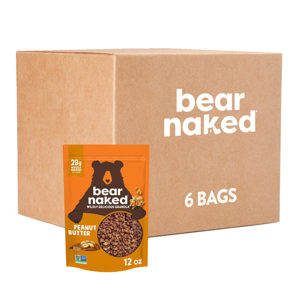Bear Naked front packaging showing six 12 oz bags and resealable convenience