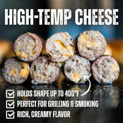 Bearded Butcher Blend cheese cubes folded into ground meat for even distribution