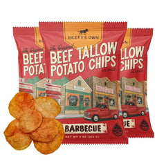 Beefy's Own front packaging showing BBQ chips and snack appeal