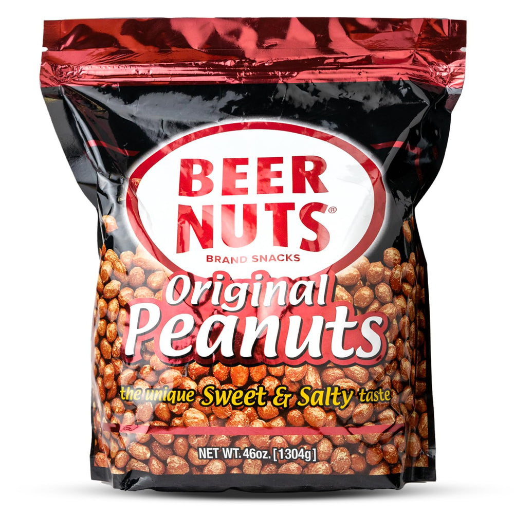 BEER NUTS front packaging 46oz showing brand and resealable bag benefit