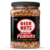 BEER NUTS front packaging showing jar and bold label benefit: ready-to-share
