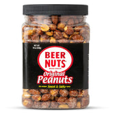 BEER NUTS front jar view showing label and 19oz size for easy selection