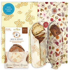 Bee's Wrap front packaging showing two bread wraps and brand benefits