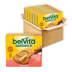 belVita front packaging showing cinnamon brown sugar flavor and portion benefits