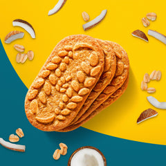 belVita biscuit close-up showing toasted coconut texture and crunchy bite