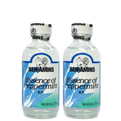 Benjamins peppermint essence front packaging showing size and twin pack convenience