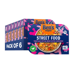 BEN'S ORIGINAL front packaging showing teriyaki chicken bowl convenience