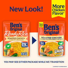 Ben's Original open pouch with steaming rice demonstrating quick microwave readiness