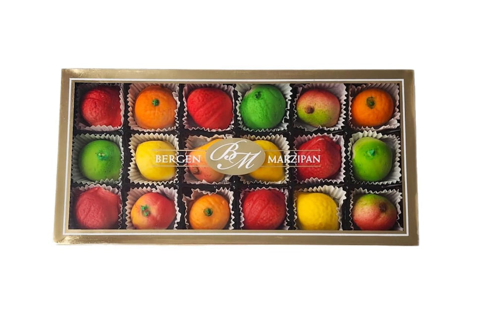 Bergen Marzipan front box showing elegant gift-ready packaging and premium appeal