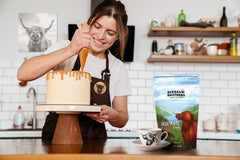 Berres Brothers served cup of Highlander Grogg in kitchen setting highlighting smooth, flavored decaf