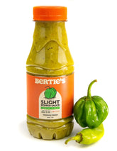 Bertie's front label on 10 oz bottle showing mild Trinidad flavor