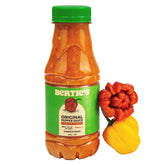 Bertie's front packaging showing 10 oz bottle and Caribbean branding for bold flavor