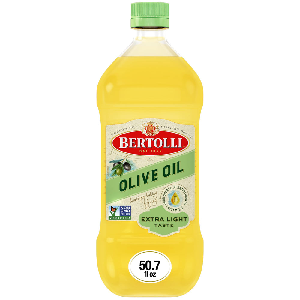 Bertolli bottle front packaging showing size and mild flavor benefit