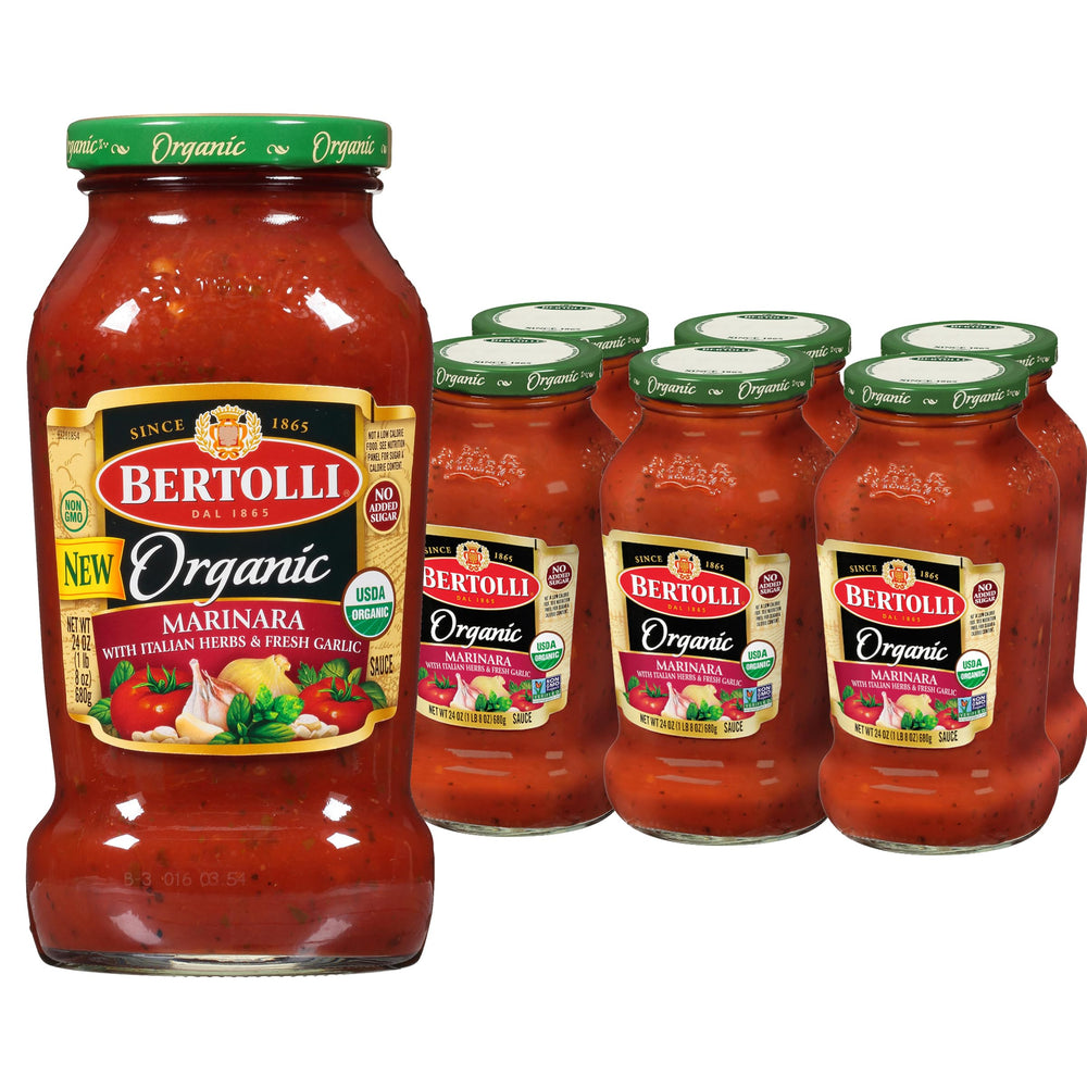 Bertolli front packaging showing jar and organic label for easy meal prep