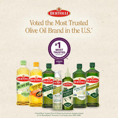 Bertolli label close-up showing Non-GMO and extra light taste assurance