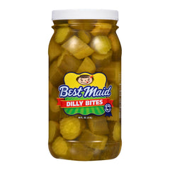 Best Maid close-up of dill pickle pieces highlighting crunchy texture and flavor