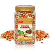 Besway jar front label showing dehydrated vegetables and brand advantages