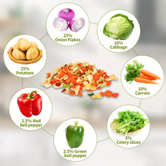 Besway rehydrated vegetable mix in soup showing ease of meal prep