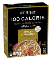 Better Oats front packaging showing apple cinnamon flavor and portion control