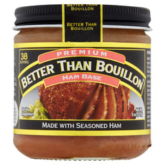 Better Than Bouillon ham front packaging showing jar and label for pantry convenience