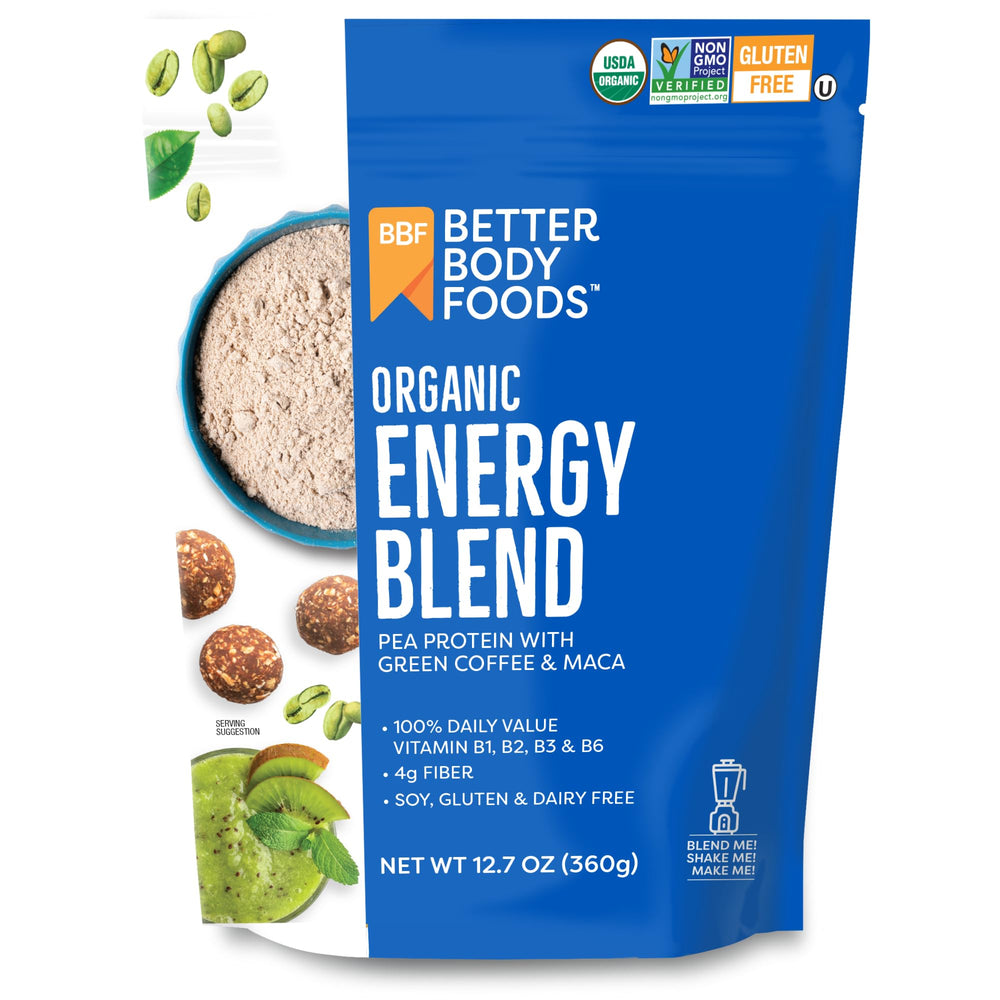 BetterBody Foods front packaging showing organic energy blend and benefits