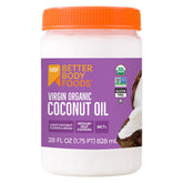 BetterBody Foods front label 28 oz jar showing organic seal and benefits