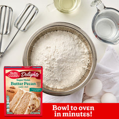 Betty Crocker baked cake top view highlighting tender crumb benefit
