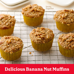 freshly baked Betty Crocker banana nut muffins on plate showing soft crumb appeal