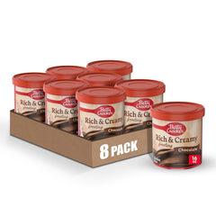 betty crocker chocolate frosting front packaging showing tub and label, quick pantry staple benefit