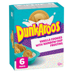 Betty Crocker front box view showing six DunkAroos packs and colorful branding for convenient snacks