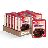 Betty Crocker front packaging showing dark chocolate brownie mix for quick baking