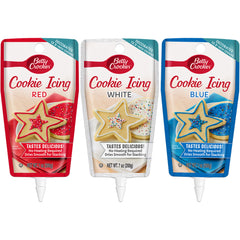 Betty Crocker front packaging showing three red white blue pouches and clear benefit