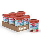Betty Crocker front packaging showing eight 12 oz tubs and product branding benefit: convenient supply