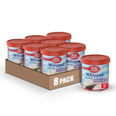 Betty Crocker front packaging shows eight 12 oz tubs and brand recognition benefit