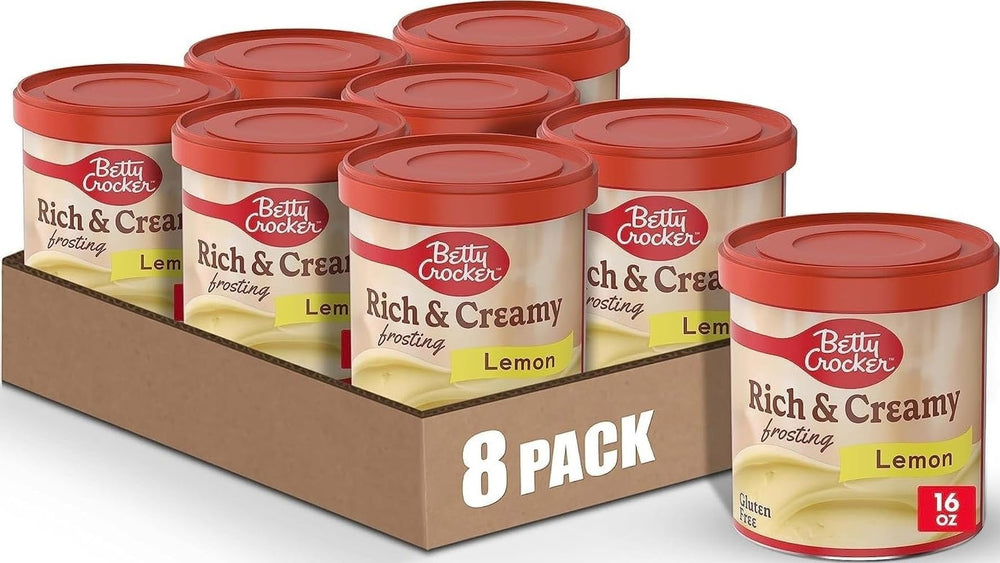 Betty Crocker front packaging showing lemon frosting convenience and flavor