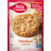 Betty Crocker front box view showing oatmeal cookie mix and brand for quick baking
