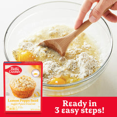 Betty Crocker streusel close-up with crumbly texture, adds crisp topping benefit